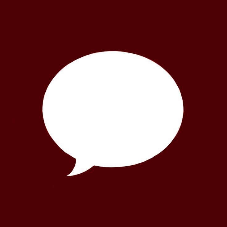 a white speech bubble on a red background