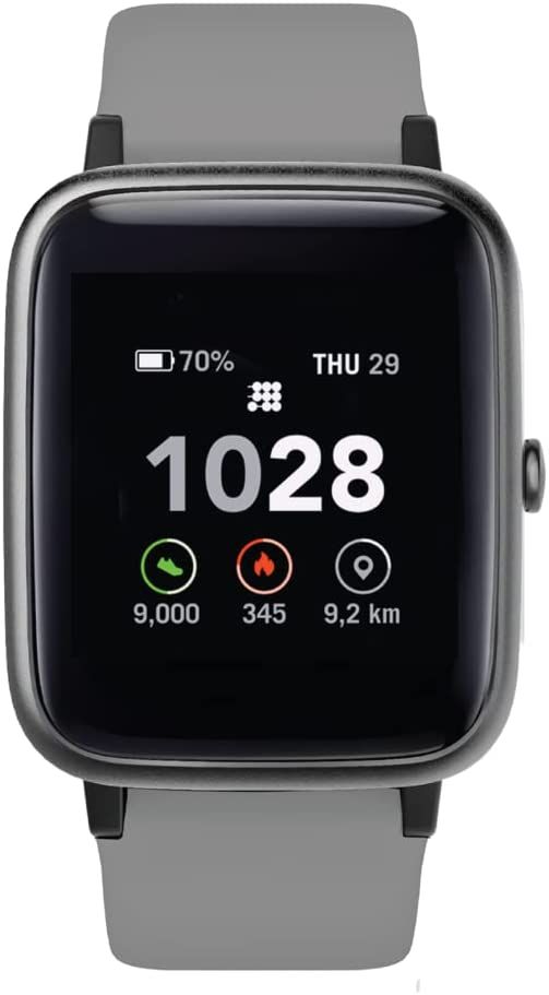 an image of a smart watch with the time displayed on it's display screen