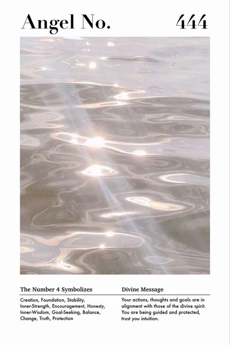 the cover of an article about angel no 414, with water and sun shining through it