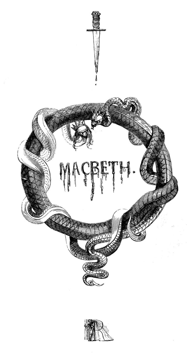 an ink drawing of a snake with the word macbeth in it's center surrounded by snakes