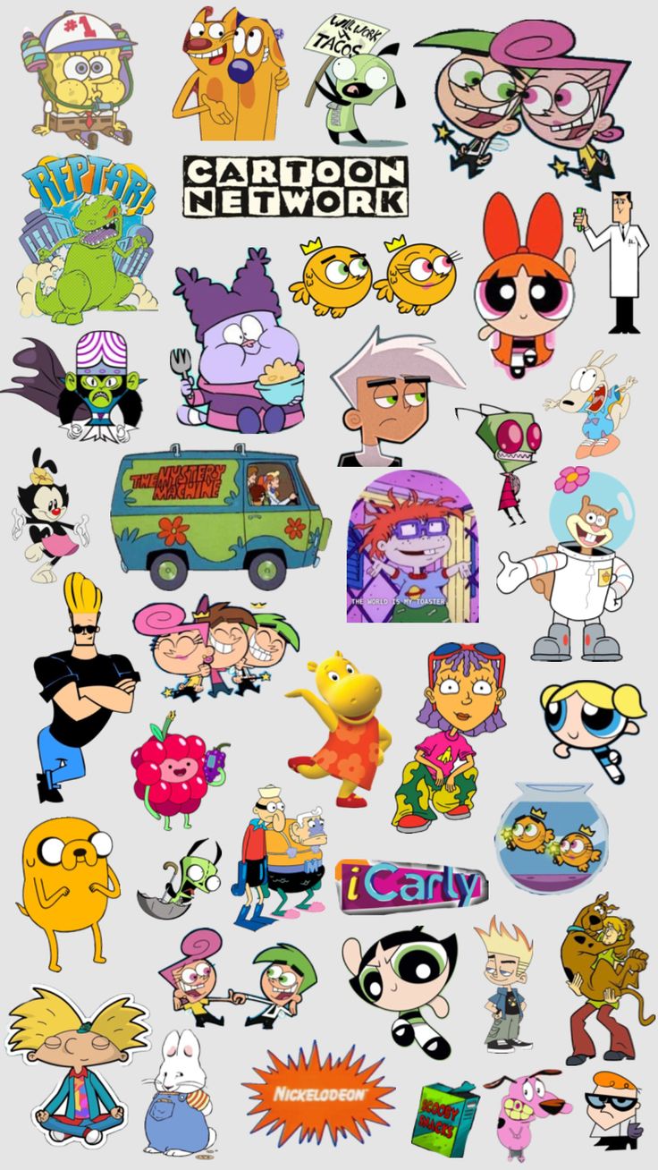 cartoon network stickers are shown in this image