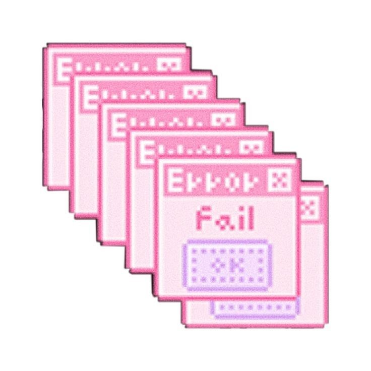 four pink stickers that are on top of each other, with the words fix