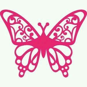 a pink butterfly cutout on a white background