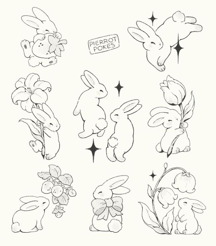 심플한 그림, Bunny Tattoos, Rabbit Tattoos, Bunny Drawing, Cute Little Tattoos, Little Tattoos, Simplistic Tattoos, Tattoo Design Drawings, Mini Tattoos