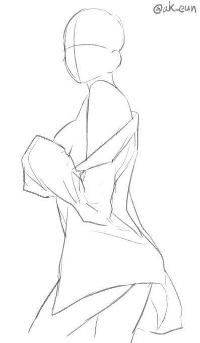 a drawing of a woman's back with her hands on her hips, sitting down