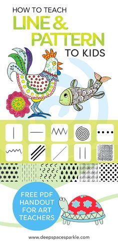 how to teach line and pattern to kids with free printables for art teachers