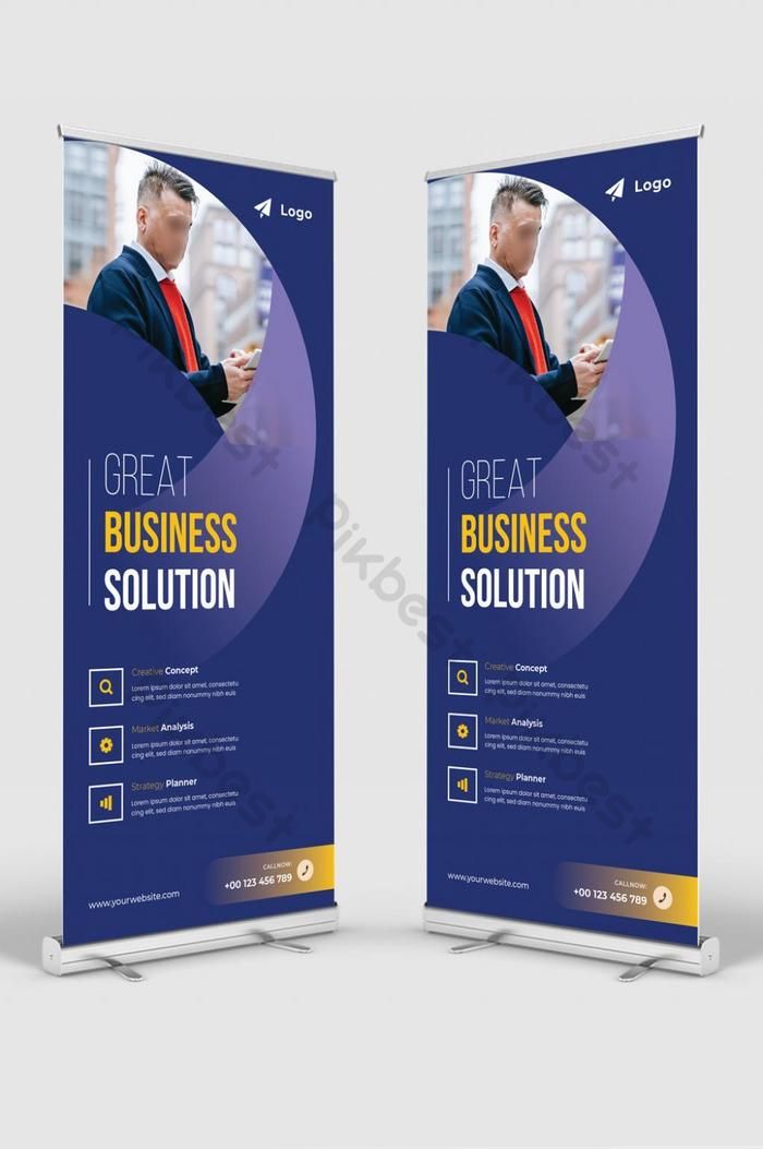 two roll up banners with the words great business solution