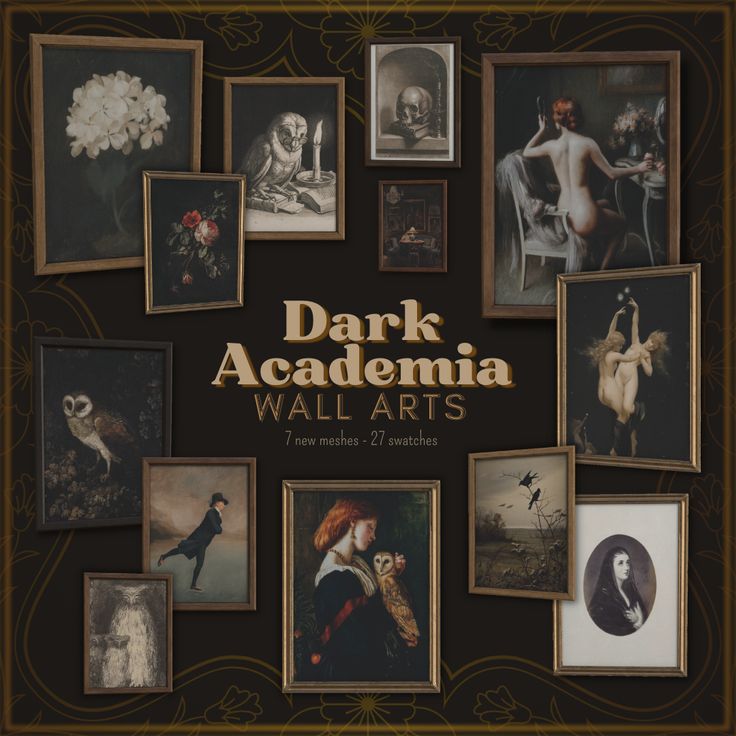 the cover of dark acadenia wall arts