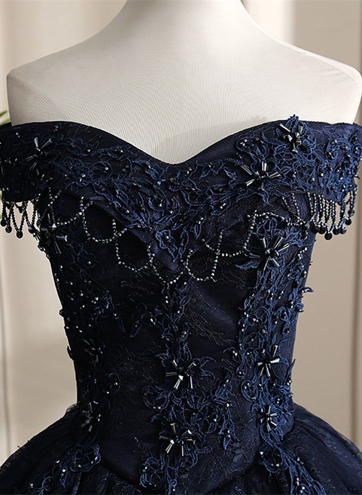 Any things please feel free to contact us: sales@Tmallworld.com ******* Product Details******* Product Number:#N4TF Fabric: Lace Color: Navy Blue Neckline: Sweetheart Back Style: Lace-up Hemline: Floor Length Making time: 2-3 weeks, Shipping time: 3-5 working days. Custom size/color, Rush Order is available, and no extra cost. ******* Custom Measurements******* For better fitting, You can leave us the following information in the order notes when you check out, and please have a look our measuri Navy Blue Quince Dress With Silver, Midnight Blue Sweet 16 Dress, Dark Blue Wedding Dresses, Navy Blue Quince Dress, Midnight Blue Quinceanera Theme, Navy Blue Quinceanera Ideas, Dark Blue Quinceanera Dresses, Sweet 16 Dresses Blue, Blue Long Formal Dress