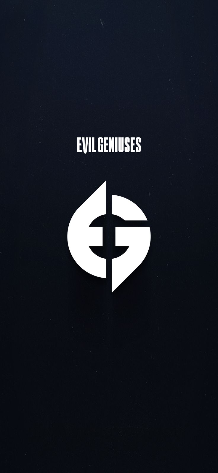 the evil geniuses logo is shown on a black background with an arrow pointing to it