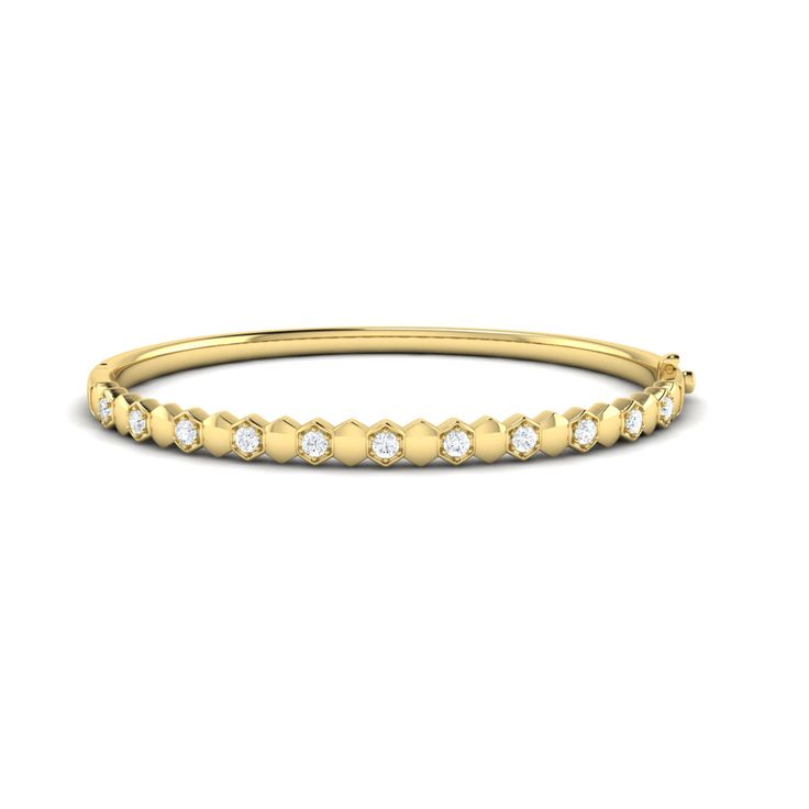 This beautiful Bangle bracelet is a Forever favorite: Sophisticated jewelry wardrobe classics that highlight moments big and small with the brilliant sparkle of round and baguette diamonds. A perfect addition to a jewelry collection. Available options include 14K Rose, White & Yellow Gold. Honeycomb Bangle, Honeycomb Bracelet, Bangle Diamond, Sophisticated Jewelry, Jewelry Wardrobe, Baguette Diamonds, Hinged Bangle, Baguette Diamond, Bangle Bracelet