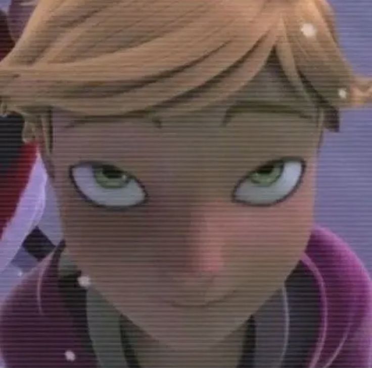 the animated character has blue eyes and blonde hair