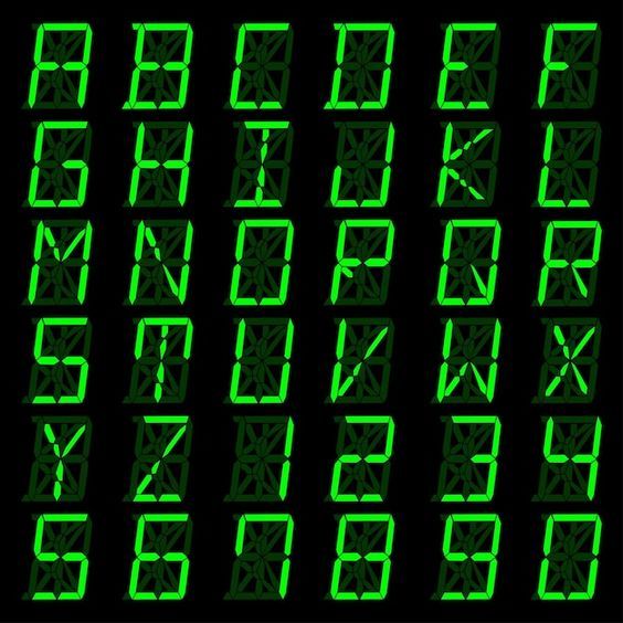 the letters and numbers are all green in this photo, but they appear to be lit up