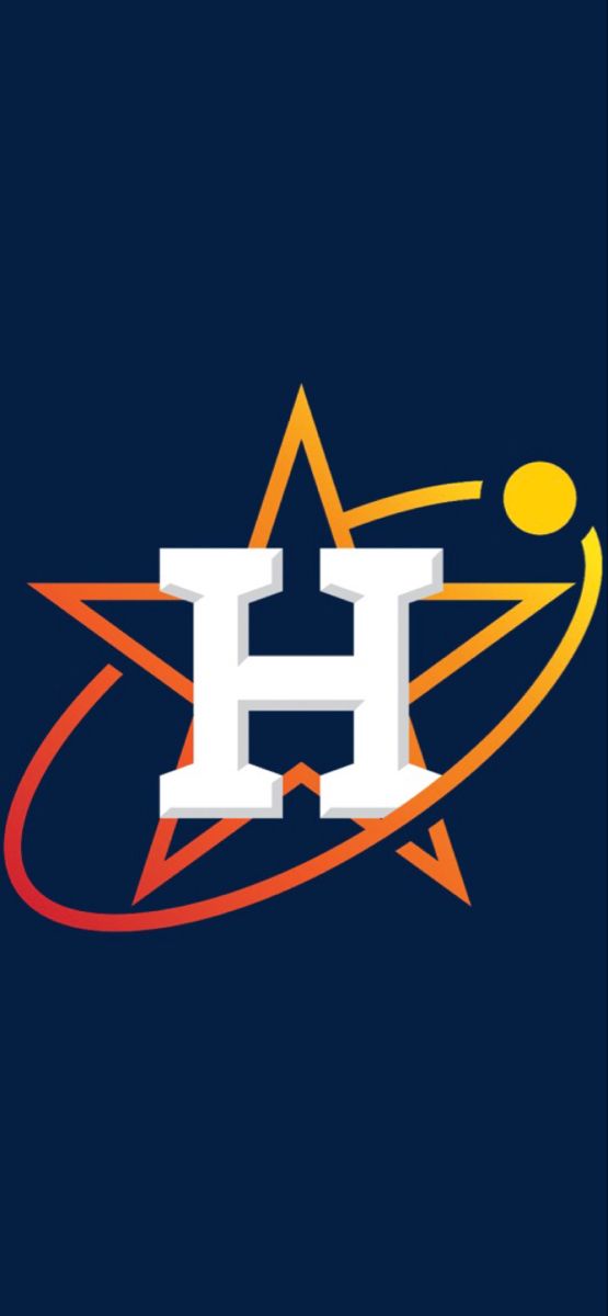 the houston astros logo on a blue background with an orange and yellow star in the center