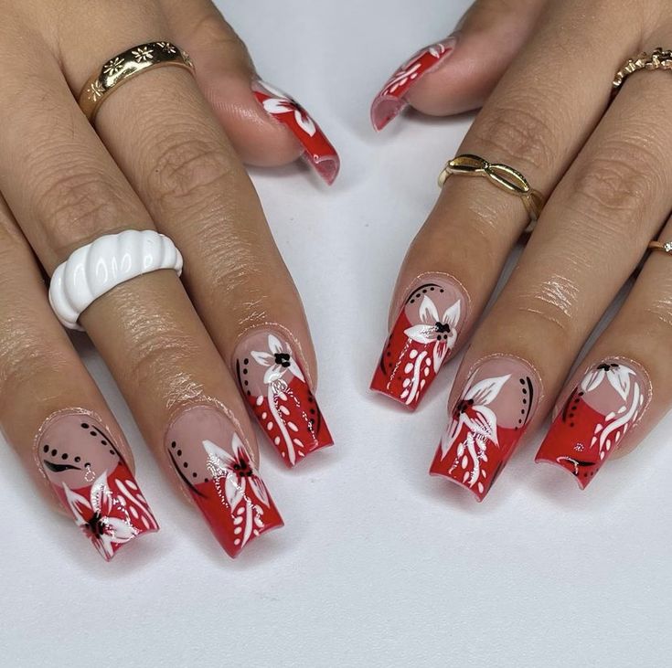 Short Acrylic Nails Yk2, Cute Short Acrylic Nails Y2k, Nail Ideas Acrylic Y2k Short, Y2k Nails Short Red, Red Nail Designs Y2k, Red Nails Y2k, Red Square Nails Design, Red 90s Nails, Red Y2k Nails