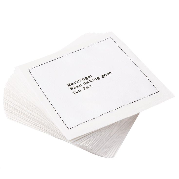 white napkins with black writing on them