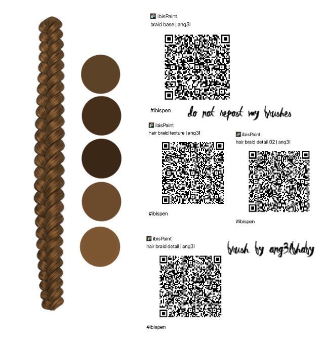 some brown and black circles are next to the qr code for each item in this image