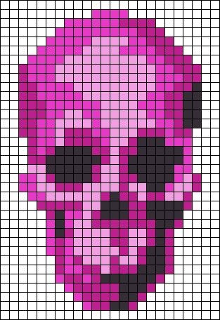 a pixellated image of a skull with pink and black colors on it's face