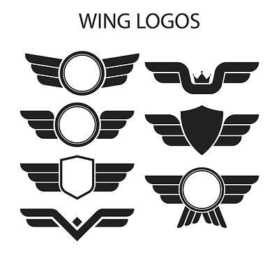 wings logos in black and white with different shapes, sizes and colors to choose from