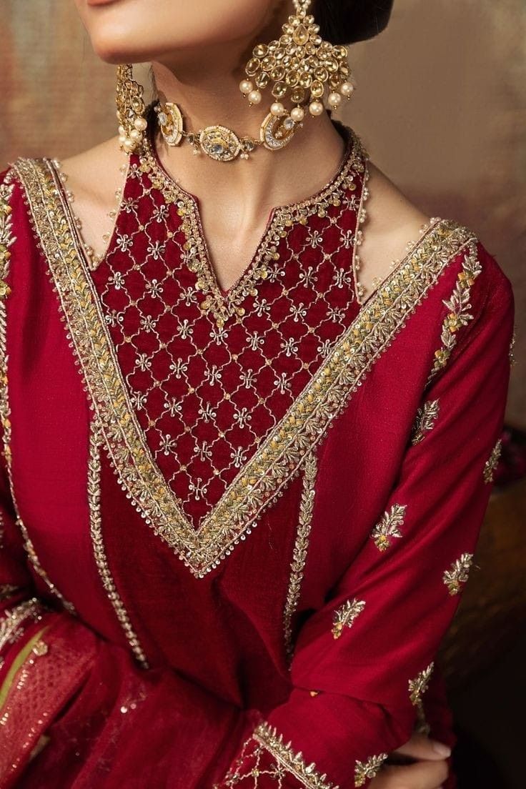 Trendy Outfits Indian, Velvet Dress Designs, Zari Embroidery, Neck Designs For Suits, Pakistani Fancy Dresses, Dress Neck Designs, Traditional Indian Outfits, Dress Design Patterns, Simple Pakistani Dresses