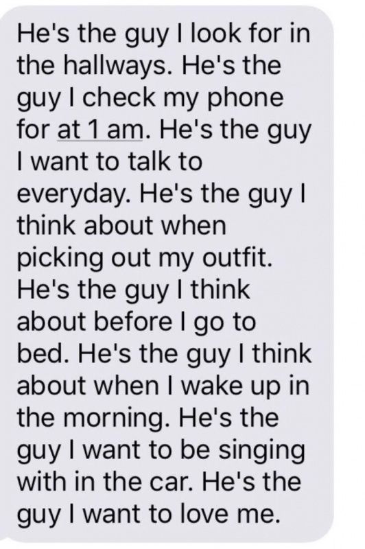 the text message from person to her boyfriend