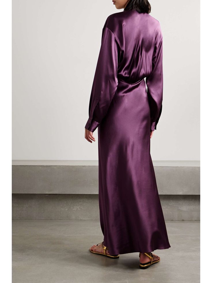 CHRISTOPHER ESBER Triquetra cutout silk-satin maxi dress Uzun Boy, Silk Dresses, Christopher Esber, Dresses Modest, Satin Maxi, Purple Silk, Satin Maxi Dress, Silk Crepe, Modest Dresses