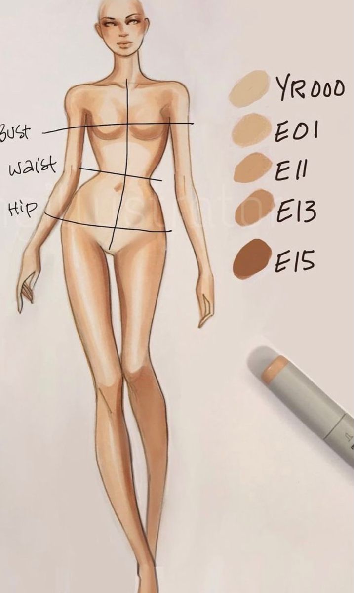 a drawing of a woman's body with makeup and conceal