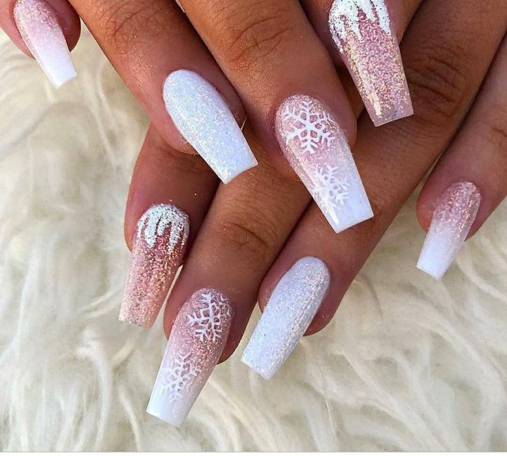 Winter Nails Acrylic, Cute Christmas Nails, Cute Acrylic Nail Designs, Christmas Nail Art Designs, Christmas Nails Acrylic, Pink Nail, Xmas Nails, Glitter Nail Art, Coffin Nails Designs