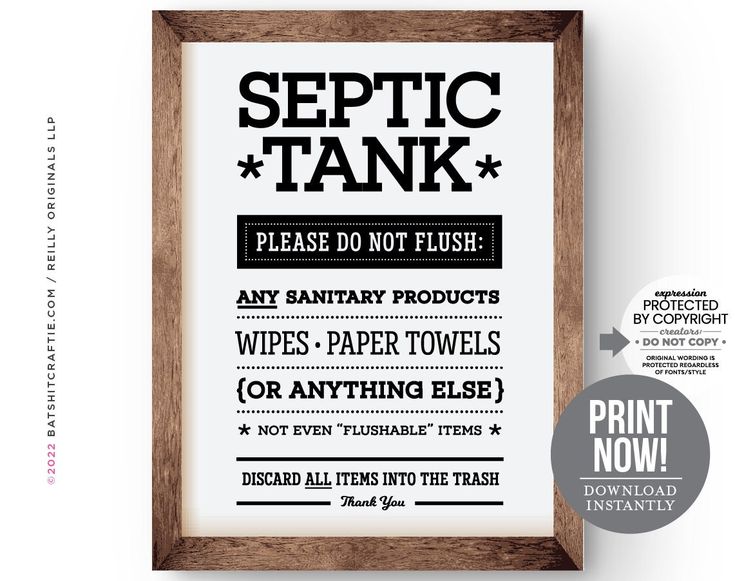 a sign that says sepic tank please do not flush any sanitary products wipes, paper towels or anything else