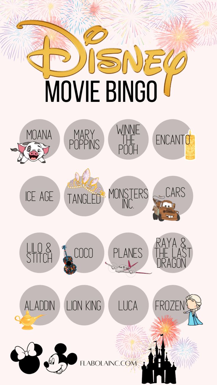 the disney movie bingo game is shown