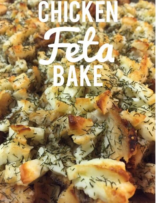 chicken feta bake with herbs on top