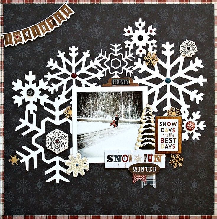 a scrapbook page with snowflakes on it