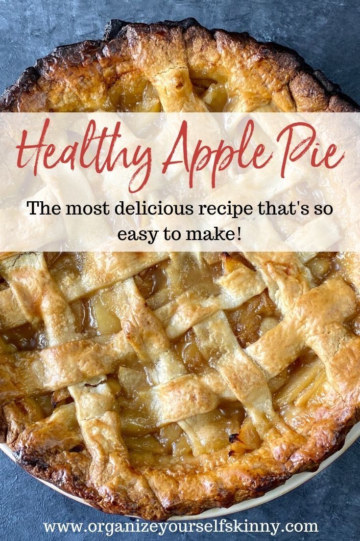 a pie with the words healthy apple pie on it