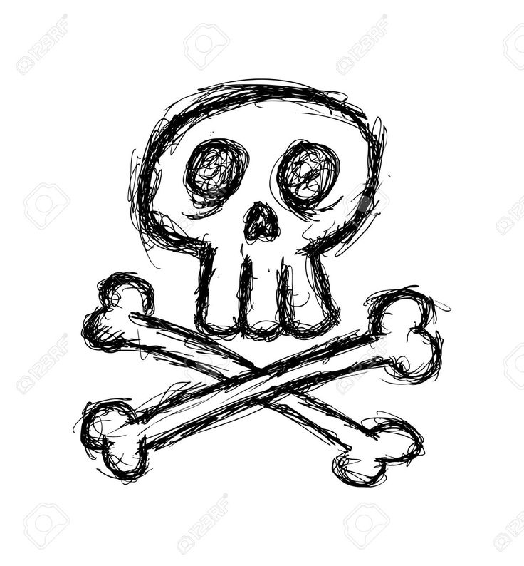 a skull and crossbones drawn in black ink on white paper stock photo - 549