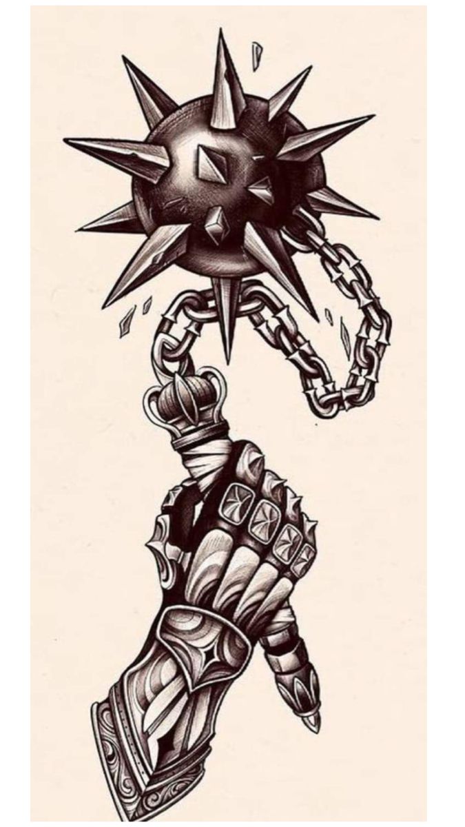 an old school tattoo design with a hand holding a chain and a star on it