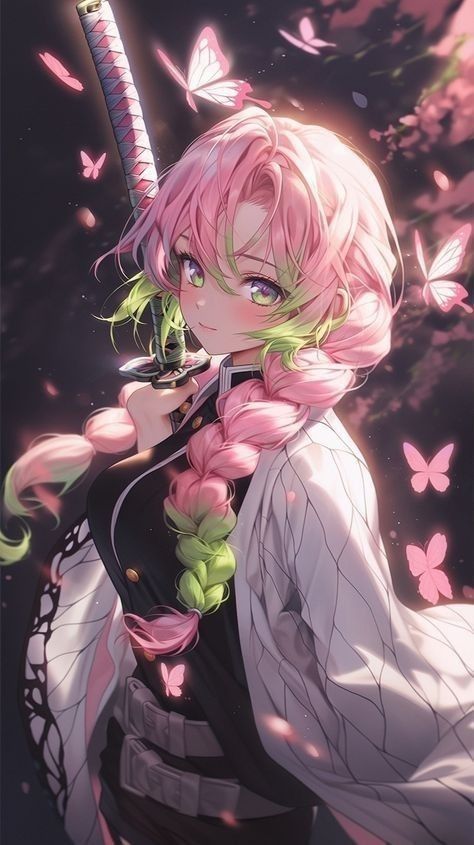 Mitsuri Kanroji 💚 Demon Slayer Anime Picture Hd, Images Kawaii, Anime Butterfly, Idee Cosplay, Cool Anime Backgrounds, Demon King Anime, Cute Anime Chibi, Fete Anime, Dessin Adorable