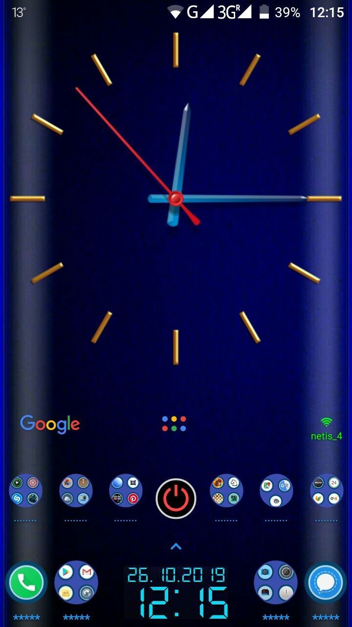 a blue clock with yellow hands and numbers on the face is seen in this screenshot