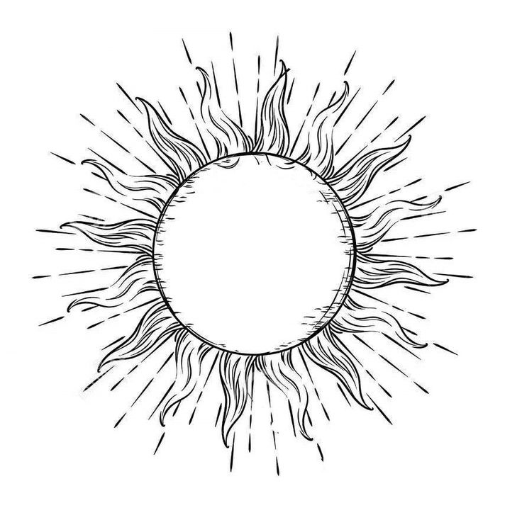 the sun with rays coming out of it's center is shown in black and white