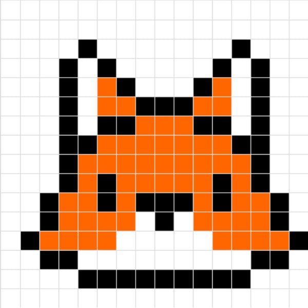 an orange and black cat is shown in the shape of a cross stitch pattern on a white background