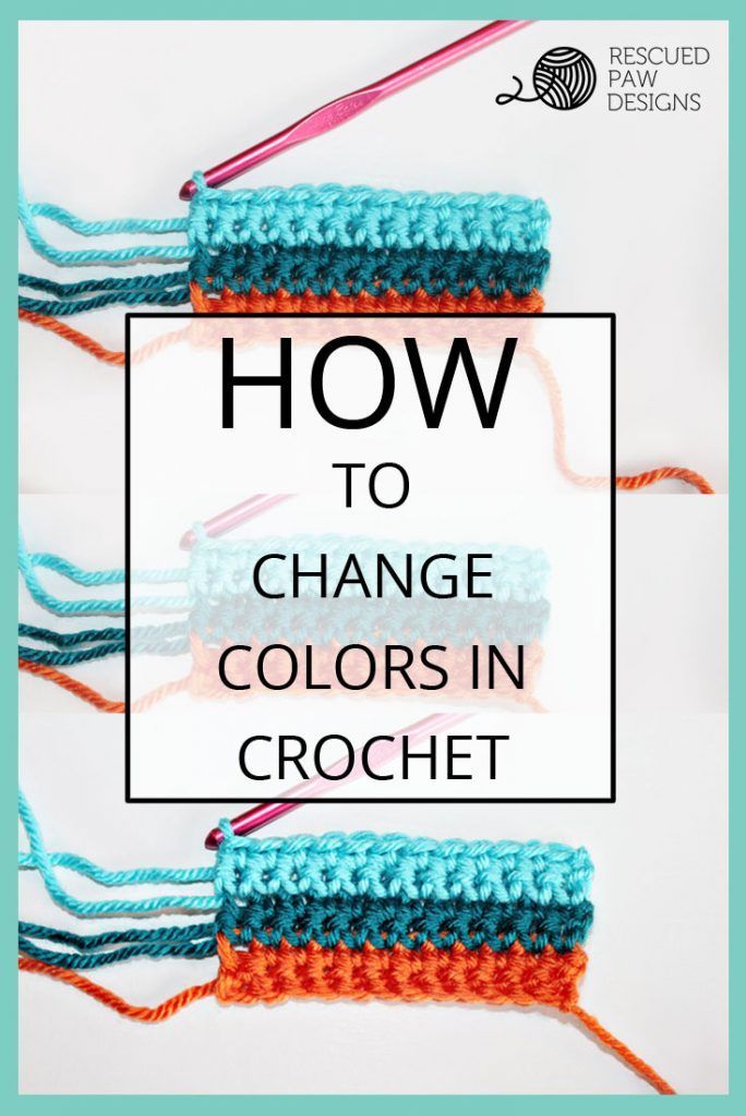 two crocheted squares with the words how to change colors in crochet