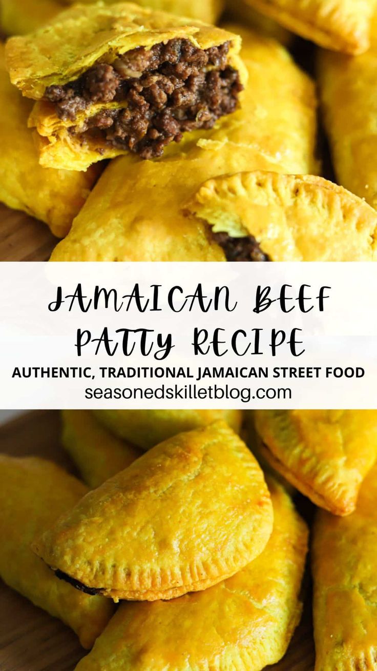 jamaican beef patty recipe with text overlay