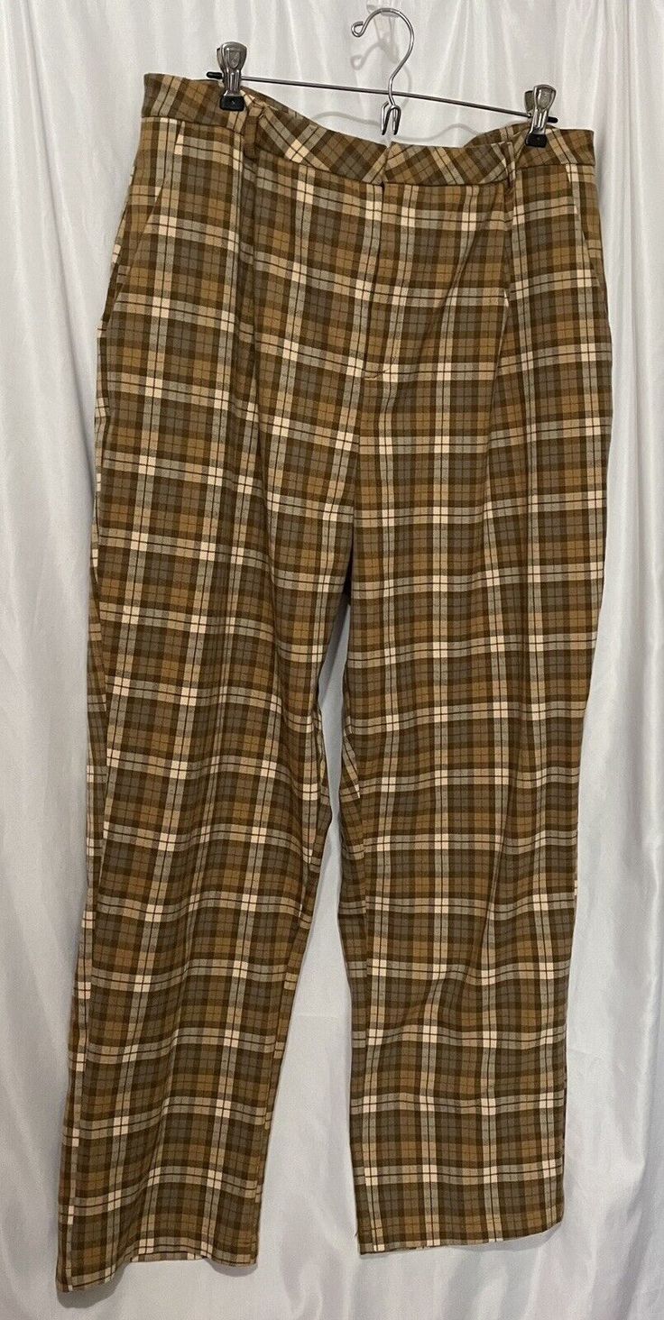 nasty gal collection plaid trouser pant brown 18 high rise baggy straight Plaid Brown, Plaid Trousers, Brown Pants, Trouser Pants, High Rise, High Waist, Straight Leg, Trousers, Plaid