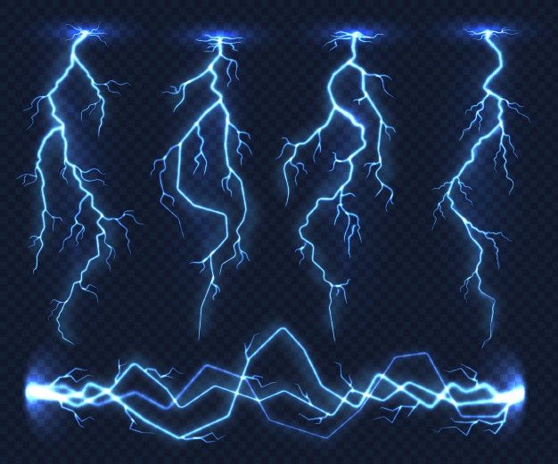 set of lightning effects on transparent background