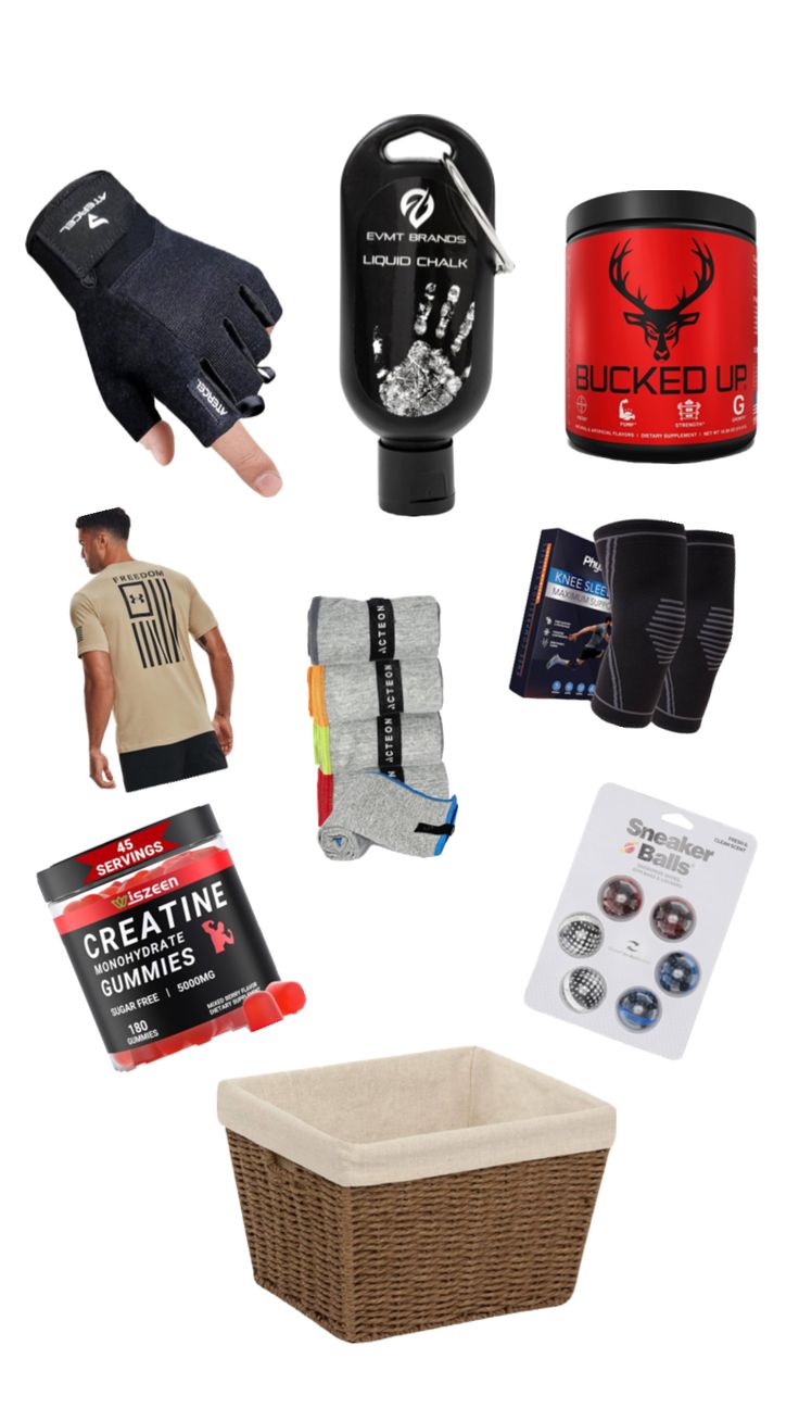 various items that include gloves, socks, and other things to put in the basket