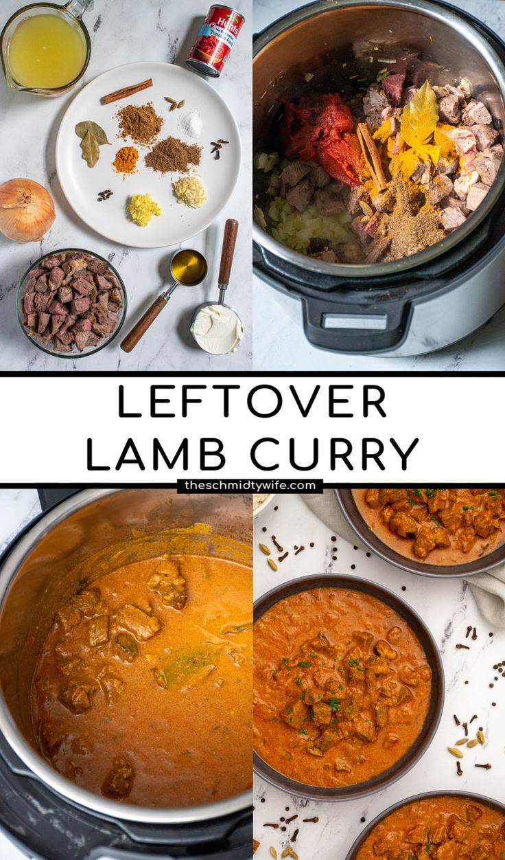 the steps to make leftover lamb curry in an instant pressure cooker with ingredients