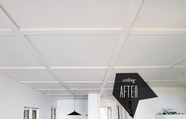 the ceiling is painted white and has black letters on it that read, ceiling after