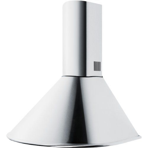 a stainless steel range hood on an isolated white background