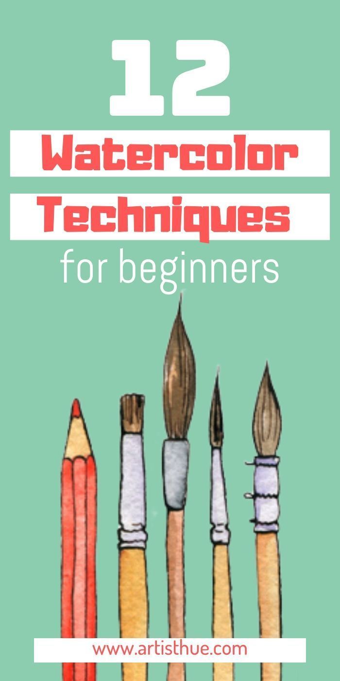 pencils with the words 12 watercolor techniques for beginners on top of them