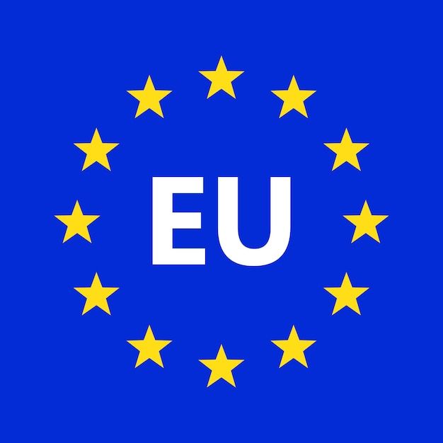 the eu flag with stars around it on a blue background royalty images and stock photos