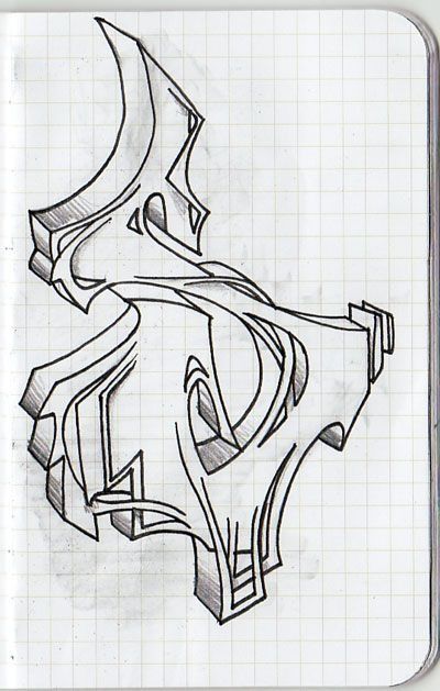 a drawing of the letter s on a notebook page